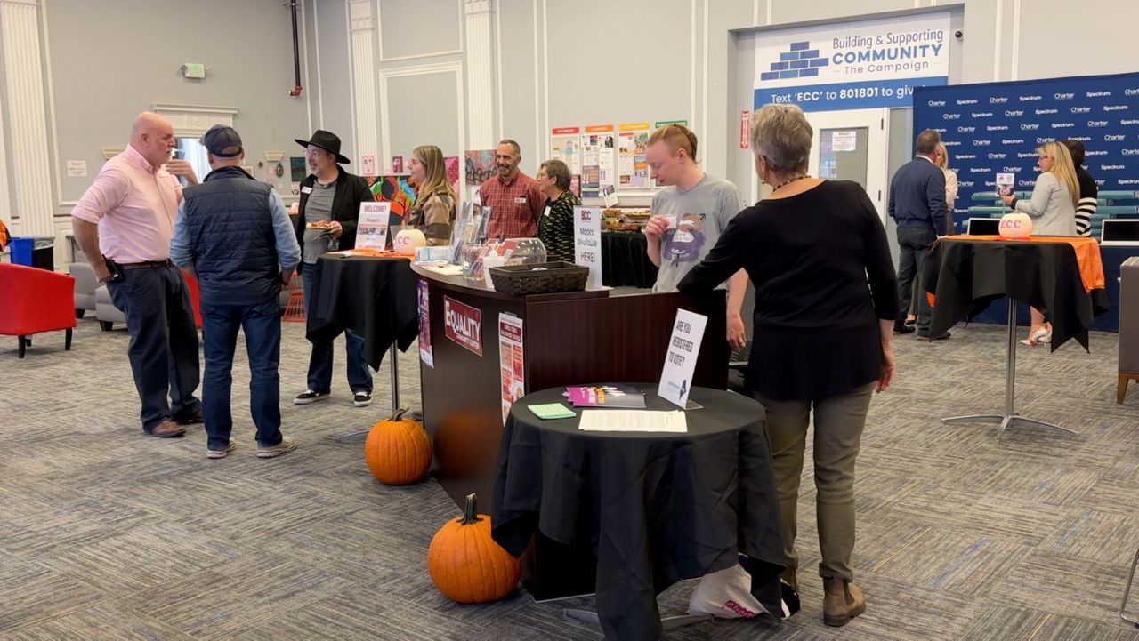 Portland's Equality Community Center held an open house Monday, including the 16 LGBTQ+ and social justice organizations, at its location on Casco Street. The center announced it has raised more than $3 million to pay for the building's purchase and renovations. (Spectrum News/Sean Murphy)