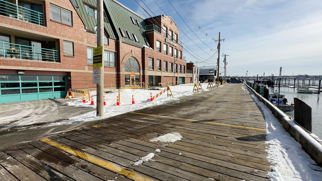 This section of Portland Pier remained roped off Thursday morning due to flood damage from a historic storm surge on Saturday. (Spectrum News/Sean Murphy)