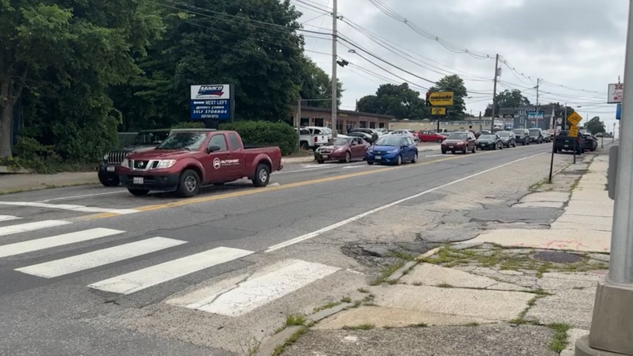 Four people were sent to Maine Medical Center after a shooting on Forest Avenue in Portland on Tuesday, July 30. (Spectrum News/Sean Murphy)