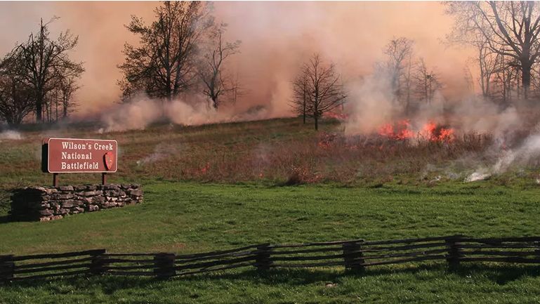 Wilson’s Creek National Battlefield in Missouri, maintained by prescribed fire, commemorates a Civil War battle in 1861.