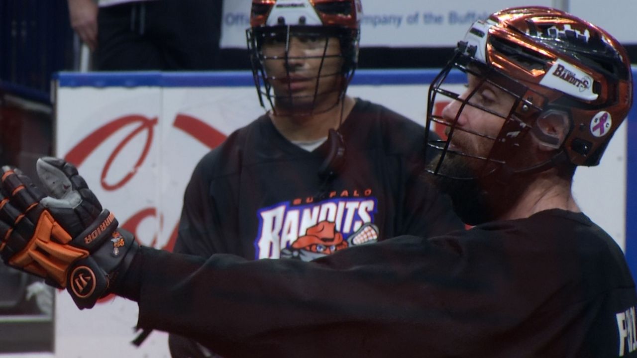 Captain Steve 'Coast to Coast' Priolo extoling defensive wisdom during a practice ahead of an NLL Finals game in Banditland