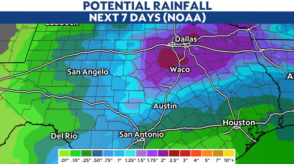 Heavy rain takes aim at North and Central Texas Saturday