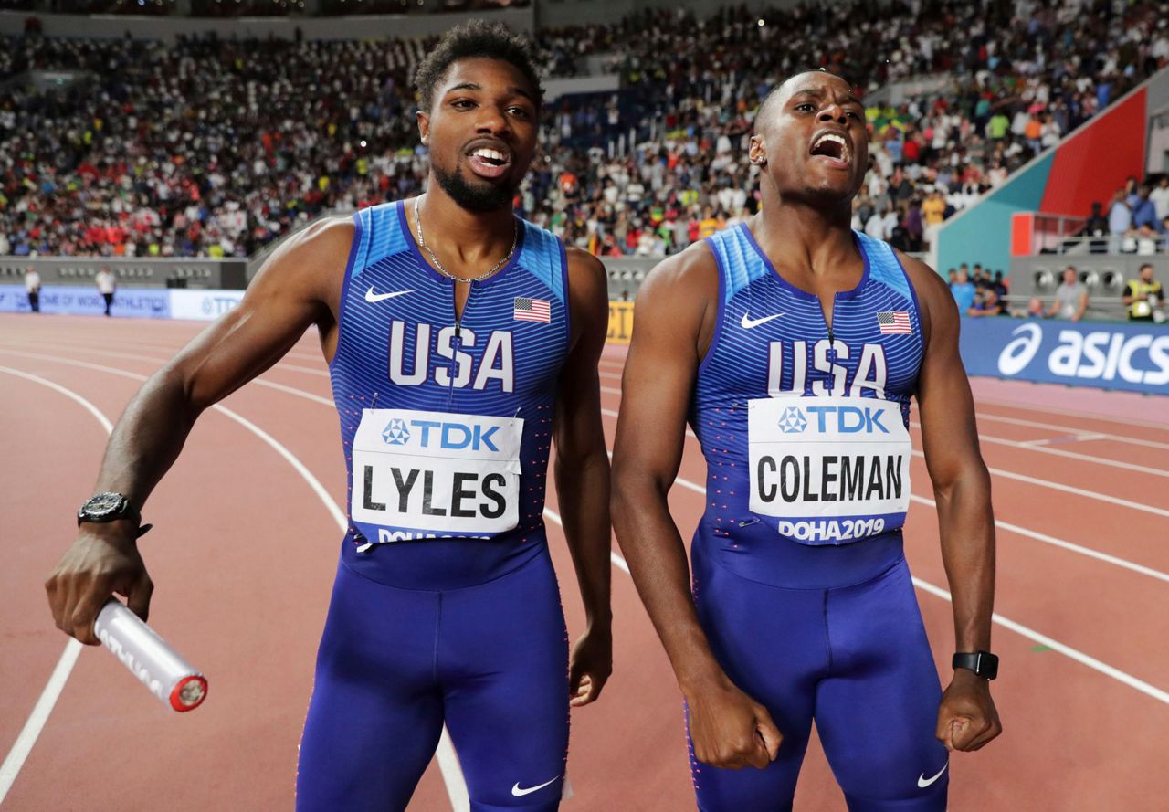 US ends wait for men's 4x100 relay world gold