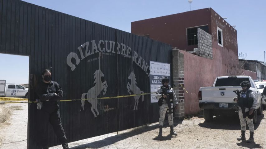 La entrada del rancho Izaguirre donde se descubrieron restos óseos en Teuchitlán, estado de Jalisco, México. Archivo.