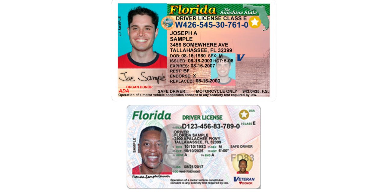 Florida's DMV website shows examples of sample READ IDs.  (www.flhsmv.gov)