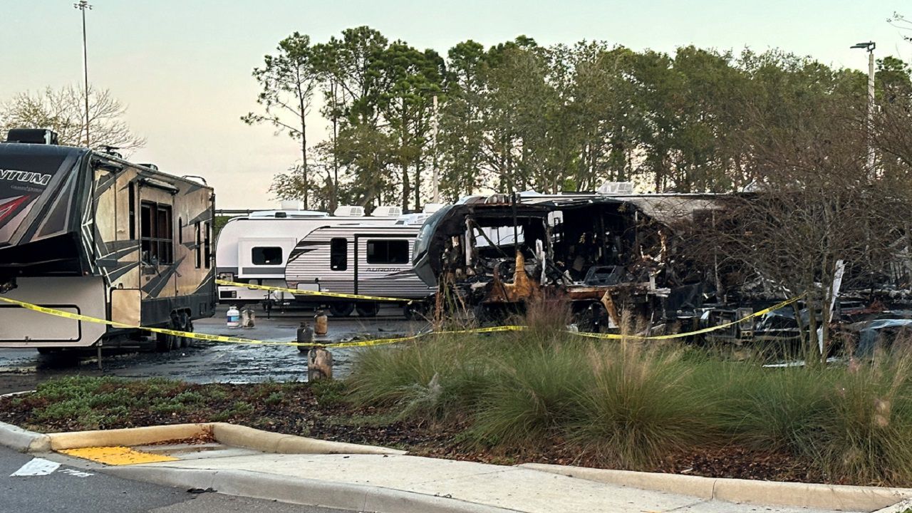 Several RVs catch fire at dealership near I-4 in Dover