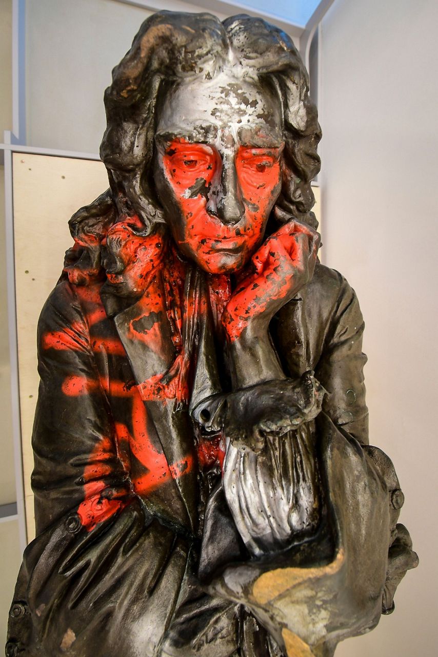 Felled UK slave trader statue displayed; city mulls its fate
