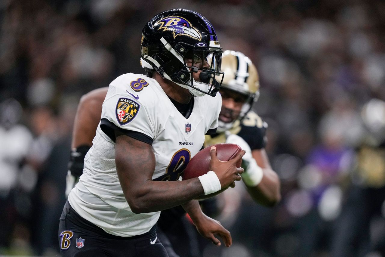 Baltimore Ravens quarterback Lamar Jackson (8) pictured during an