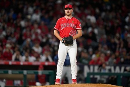 ANAHEIM, CA - MAY 10: Tampa Bay Rays outfielder Brett Phillips (35)  pitching in the eighth inning of an MLB baseball game against the Los  Angeles Angels played on May 10, 2022