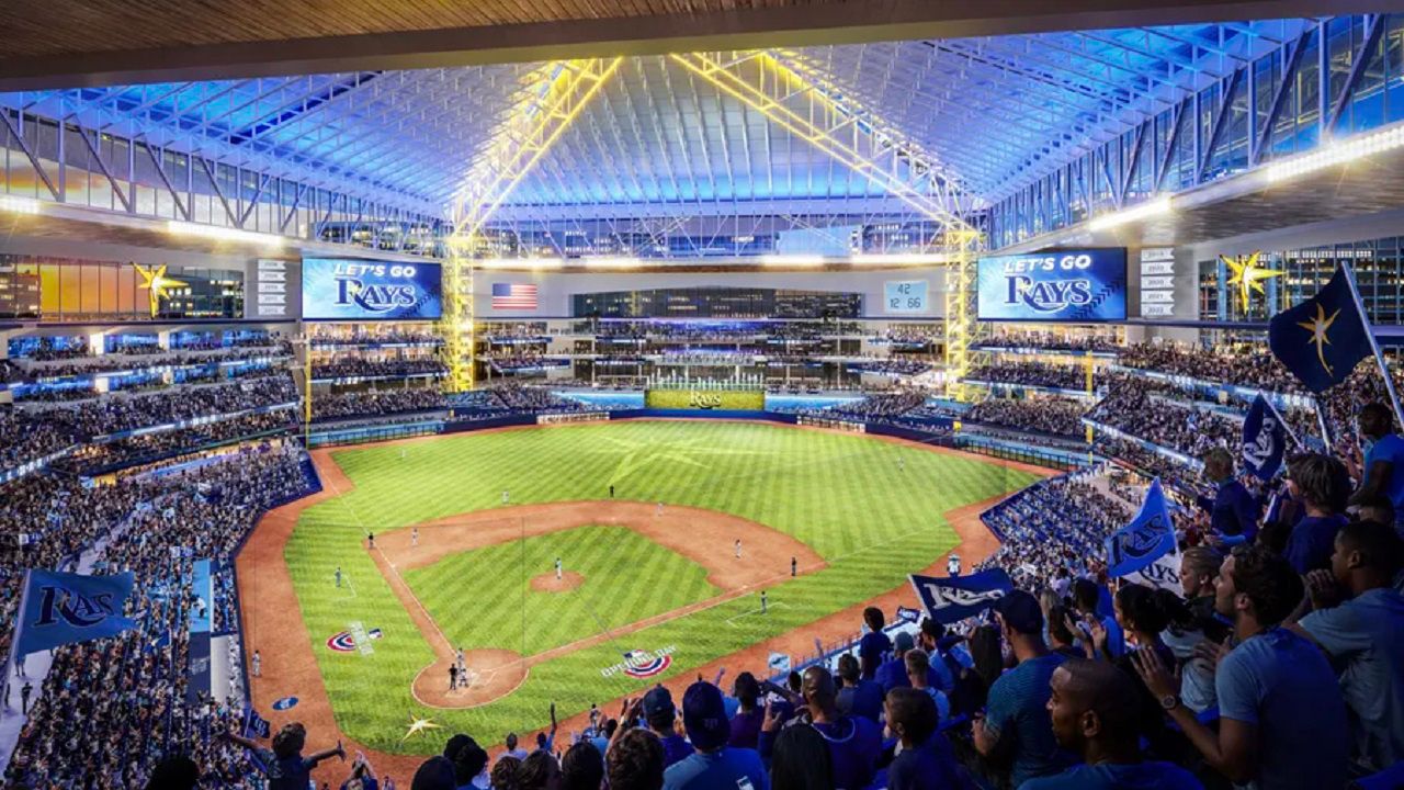 A rendering of the Rays' new stadium in the Historic Gas Plant District. (Courtesy of Hines Co.)