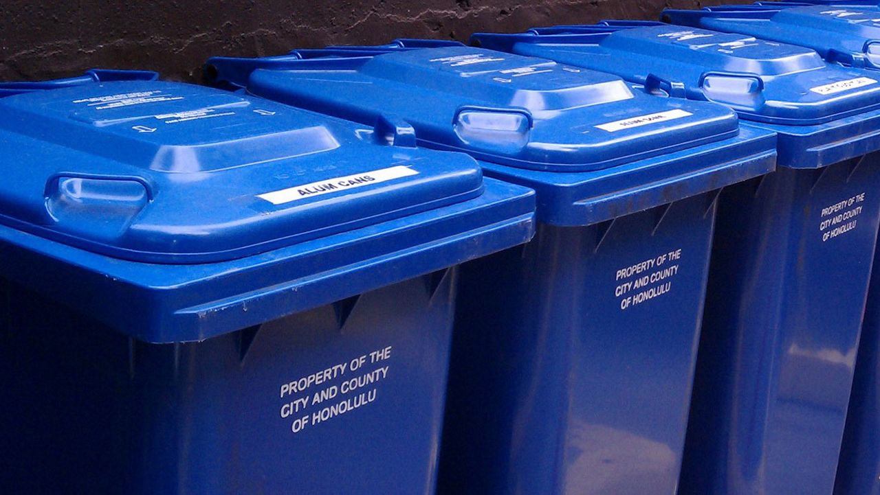 Blue recycle carts were left unemptied on four Honolulu routes this week due to a shortage of collection trucks. (Department of Environmental Services)