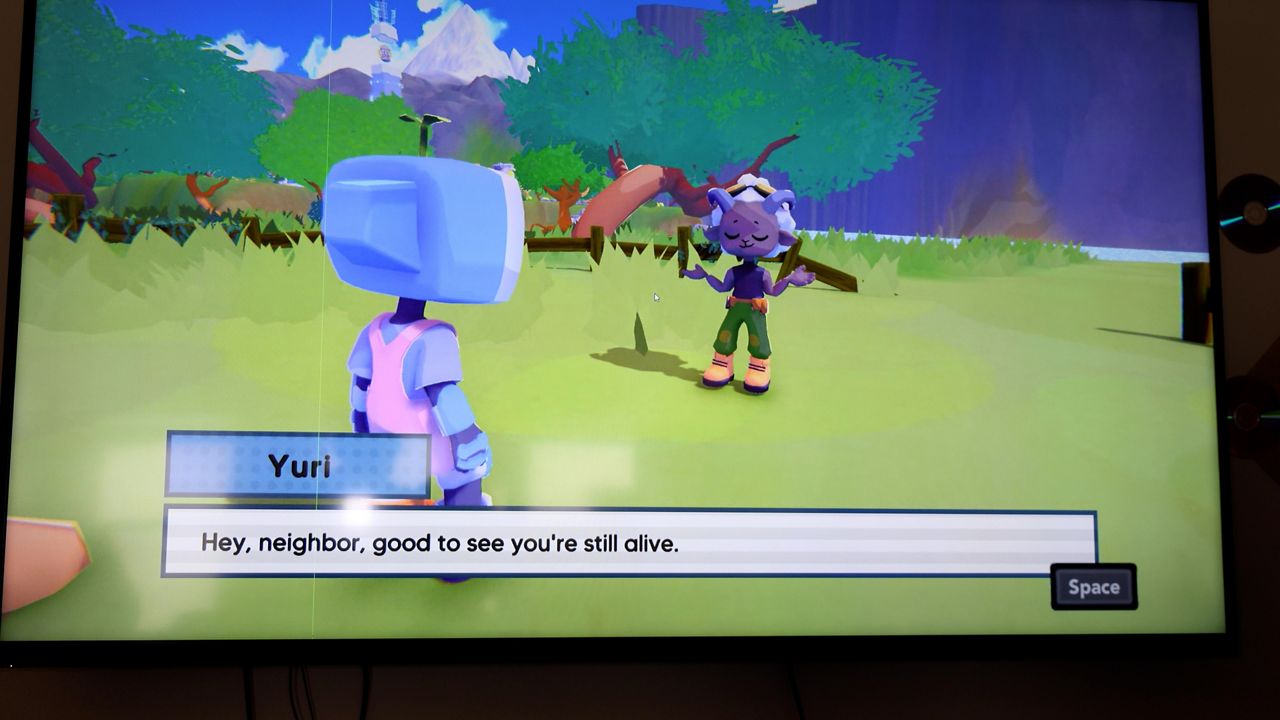Merge Conflict demonstrates some gameplay of the studio's debut game, Re:Fresh. (Spectrum News 1/Agustin Garfias)