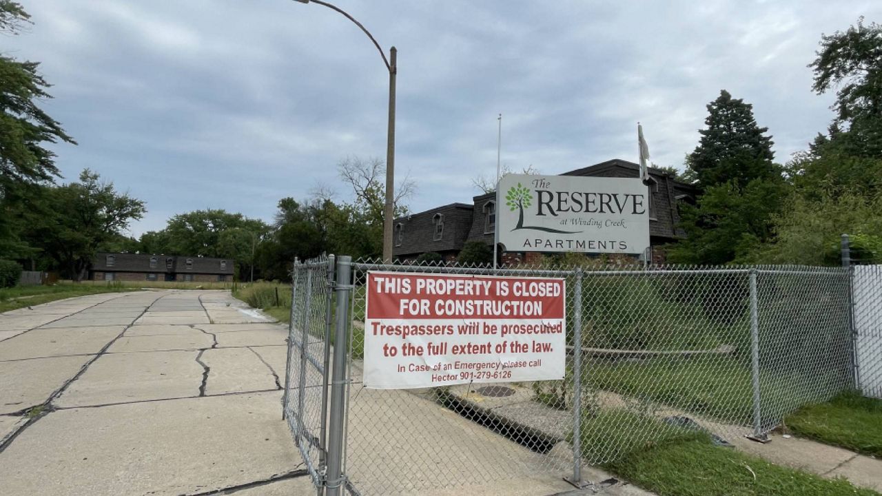 The Reserve at Winding Creek has been closed since record flash flooding struck the complex in Hazelwood, Mo. last summer, when more than 100 people had to be rescued by firefighters in boats. (Spectrum News/Gregg Palermo)