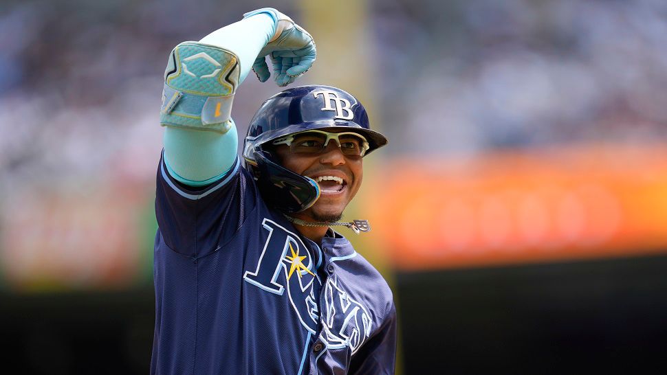 Tampa Bay second baseman Richie Palacios hit a lead-off home run against the New York Yankees on Saturday.