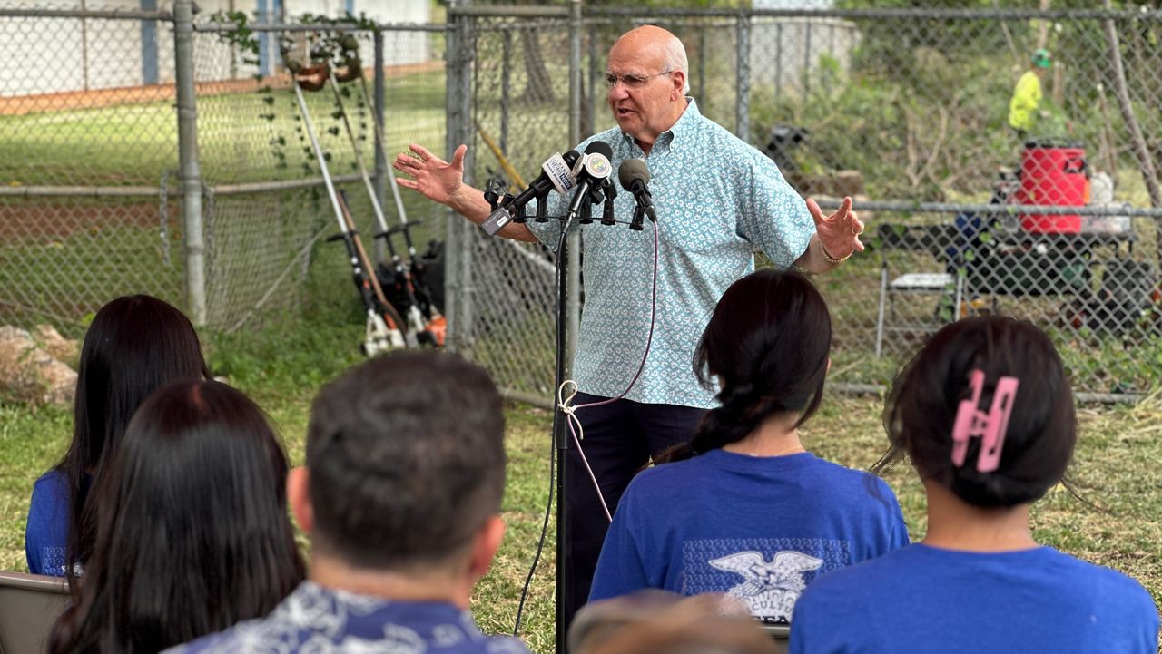 Honolulu Mayor Rick Blangiardi visited Waipahu Intermediate School on Wednesday to announce a new initiative to maintain public spaces along the Pearl Harbor Bike Path.  (Office of Mayor Rick Blangiardi)