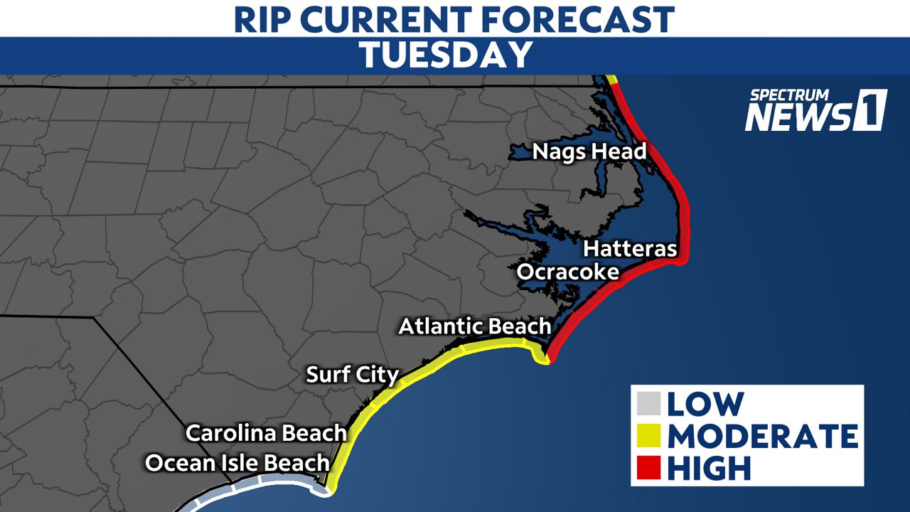 Rip current danger continues at the Outer Banks Tuesday