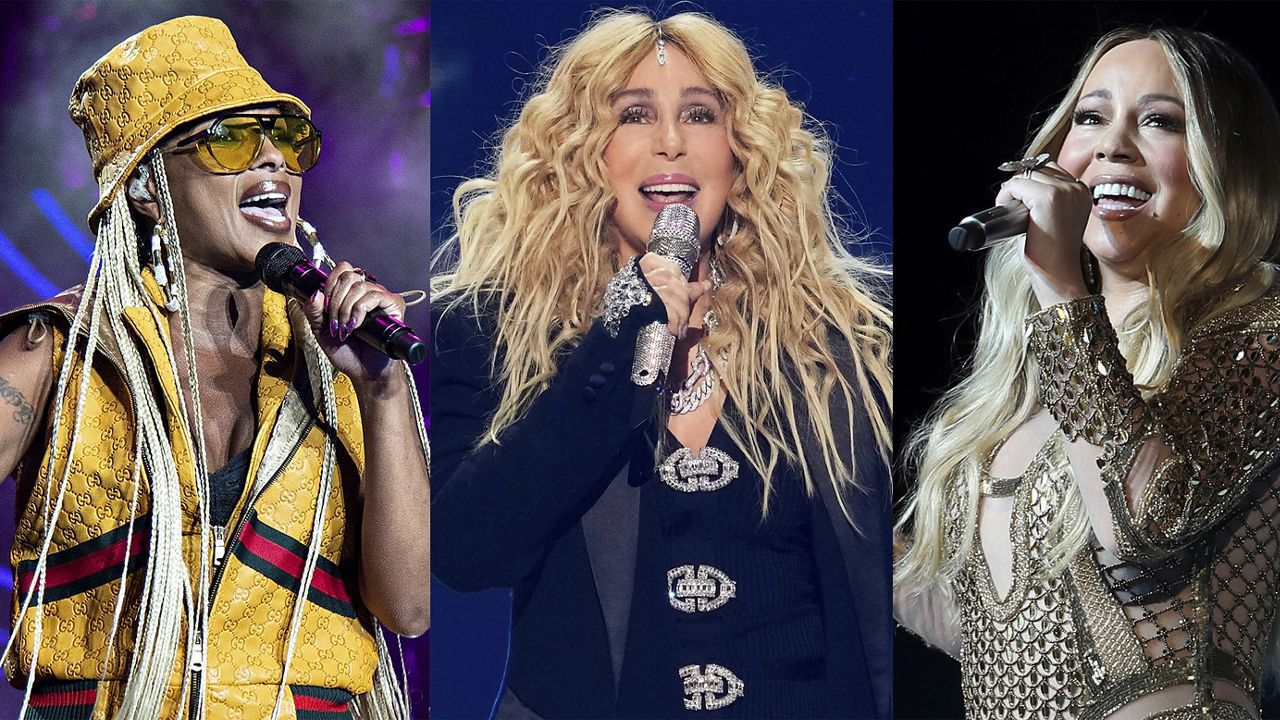 This combination of photos shows Mary J. Blige, from left, Cher, and Mariah Carey, who are among the 2024 nominees for induction into the Rock & Roll Hall of Fame.