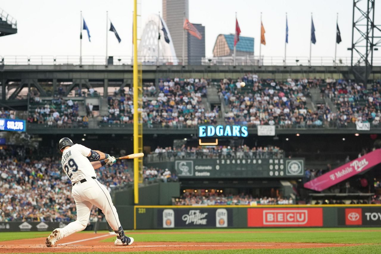 Mariners slugger Cal Raleigh hits MLB-leading 59th home run against Rockies