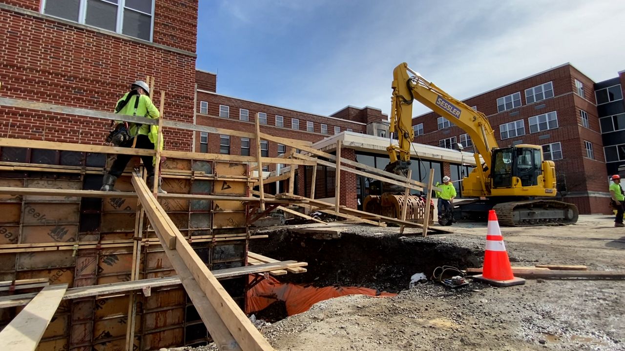 Rome Health has major work underway outside the hospital. (Melissa Krull/Spectrum News)