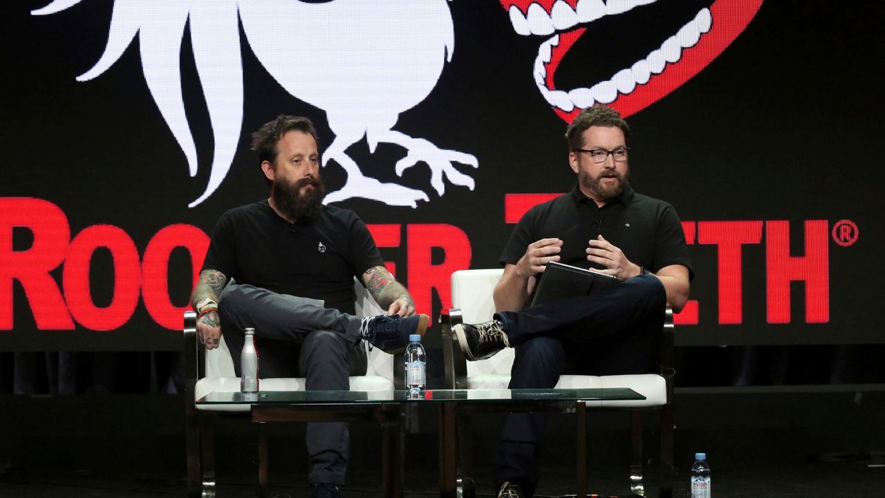 Co-founder and Executive Producer Geoff Ramsey, left, and Co-founder and Chief Creative Officer Burnie Burns participate in "Rooster Teeth" executive session panel during the AT&T Audience Network Television Critics Association Summer Press Tour at The Beverly Hilton hotel on Friday, July 27, 2018, in Beverly Hills, Calif. (Photo by Willy Sanjuan/Invision/AP)