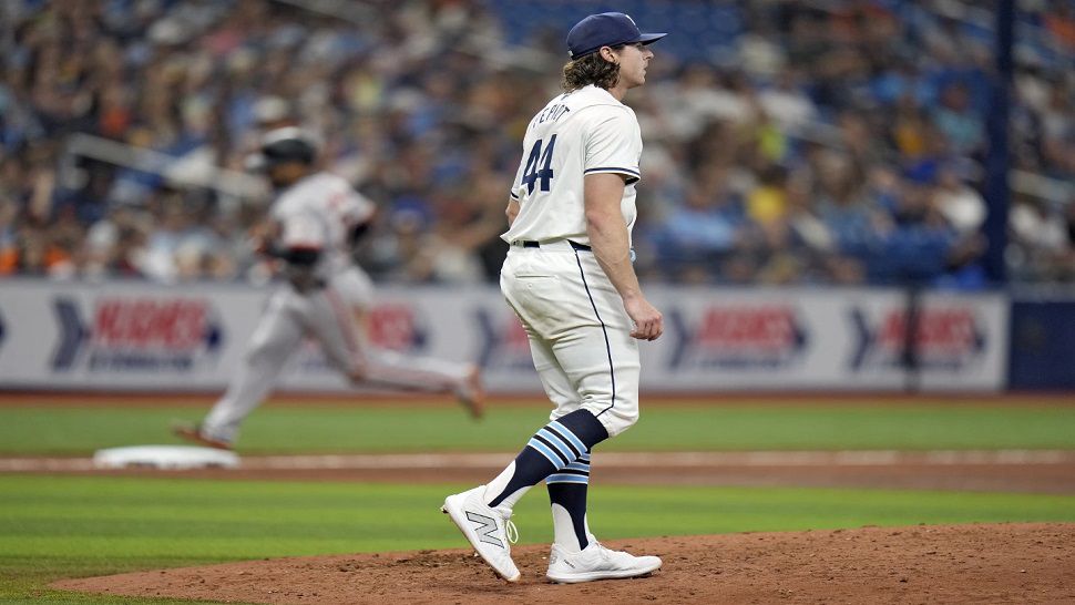 Tampa Bay starting pitcher Ryan Pepiot allowed a two-run home run to San Francisco first baseman LaMonte Wade Jr. in the fifth inning of Saturday's game.