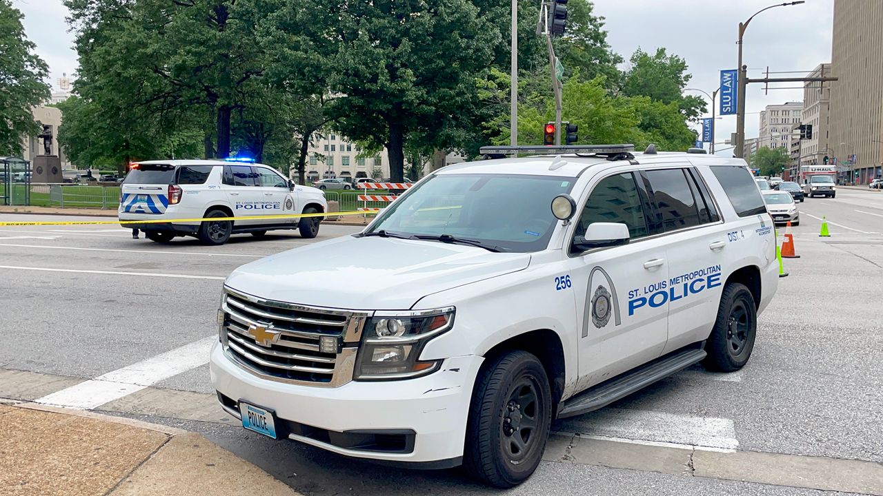 St. Louis Metropolitan Police vehicles in Downtown St. Louis on May 10, 2024 . (Spectrum News/Gregg Palermo)