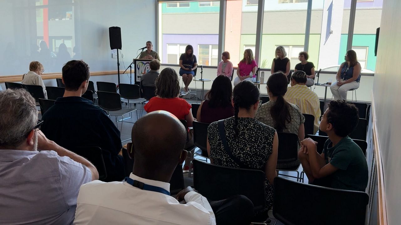 The discussion over the local impact of cuts to SNAP at the Worcester Public Library. (Spectrum News 1/Dan Reidy)