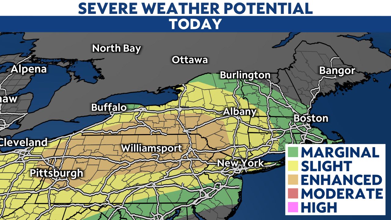 The potential for severe weather moves through tonight