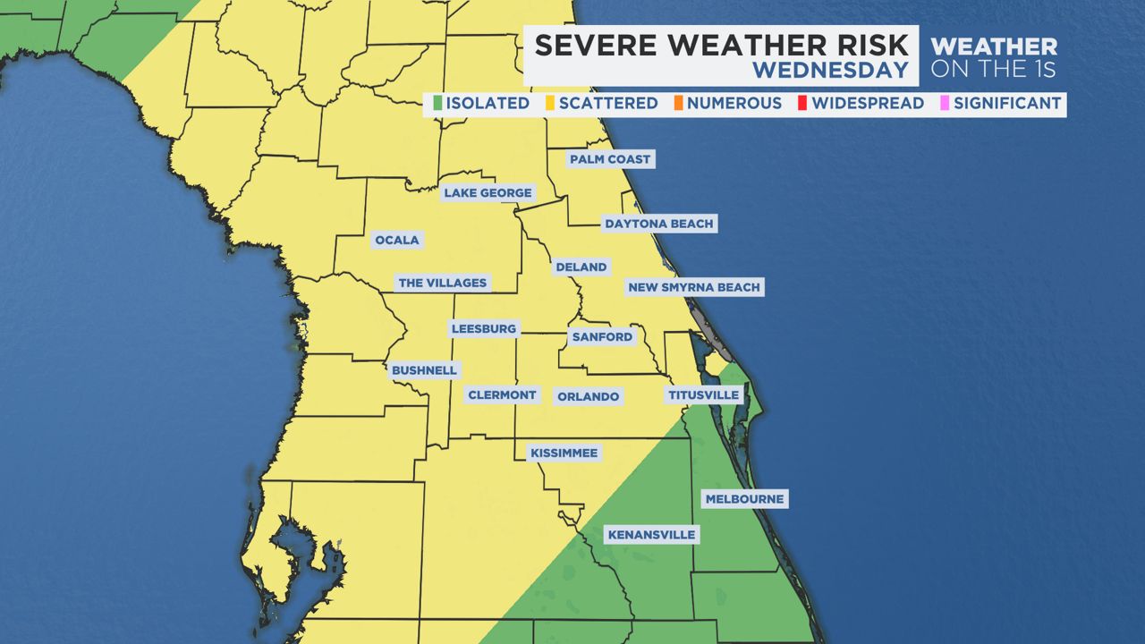 Strong storms possible across Central Florida Wednesday