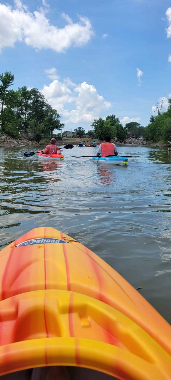 Water view from a kayak on the Dardenne Creek Blueway.