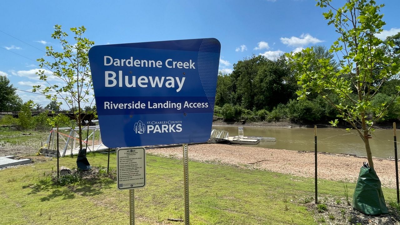 Sign denoting access point to Dardenne Creek Blueway