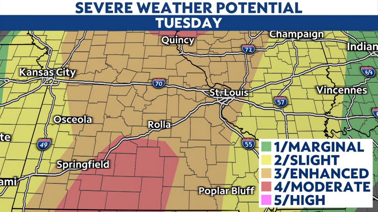 Severe weather potential for Tuesday into Tuesday night