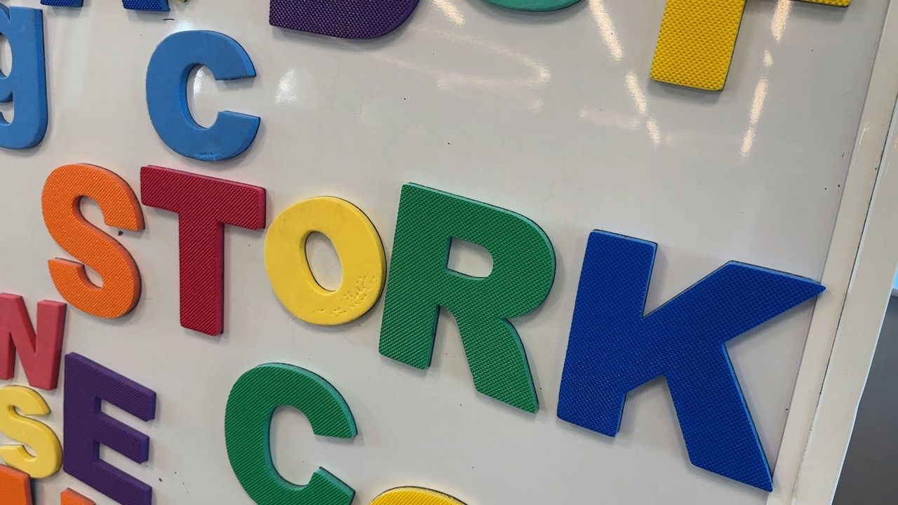 Letters spelling stork.