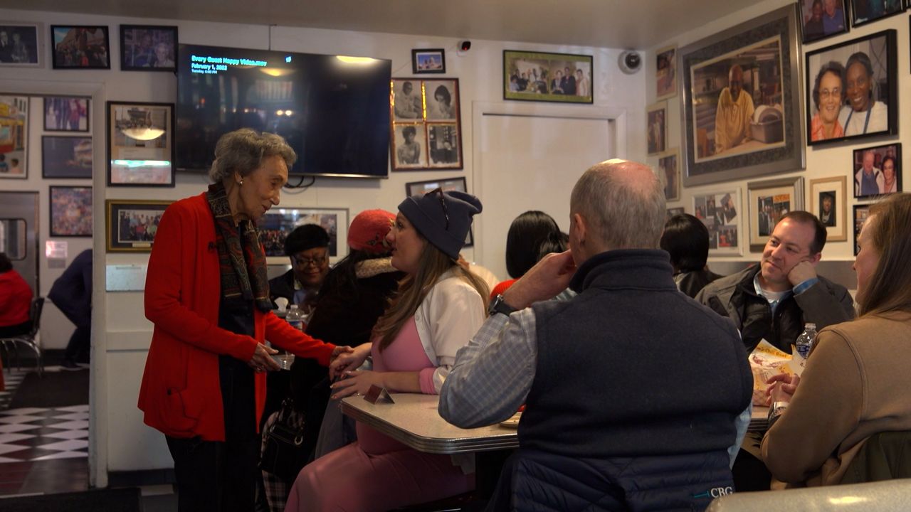 Virginia Ali, the 92-year old co-founder of Ben's Chili Bowl, comes in almost daily to greet customers (Spectrum News)