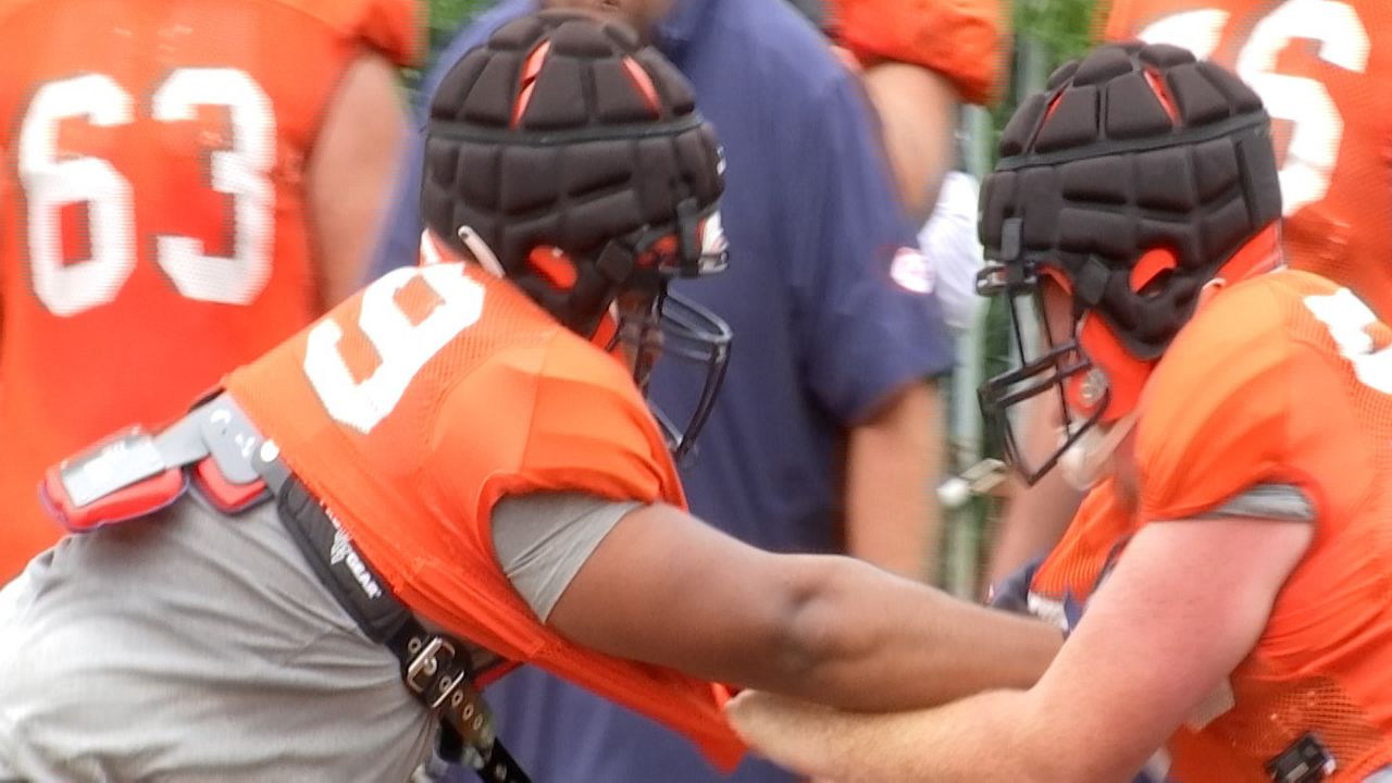 So what exactly is that black padding on the Syracuse football helmets seen  during practice? 