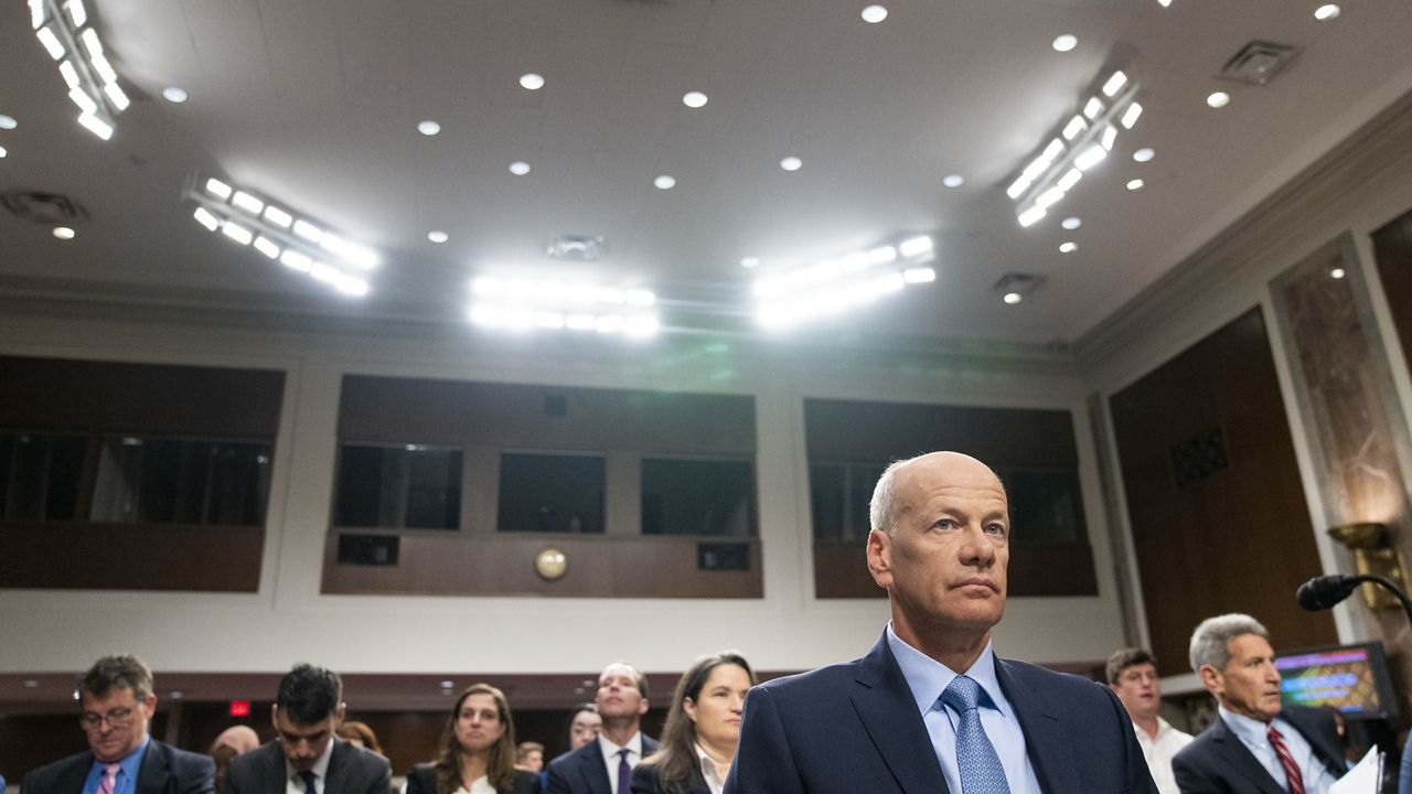 Gregory Becker, former CEO of Silicon Valley Bank, attends a Senate Banking, Housing, and Urban Affairs hearing examining the failures of Silicon Valley Bank and Signature Bank, Tuesday, May 16, 2023, on Capitol Hill in Washington. (AP Photo/Jacquelyn Martin)