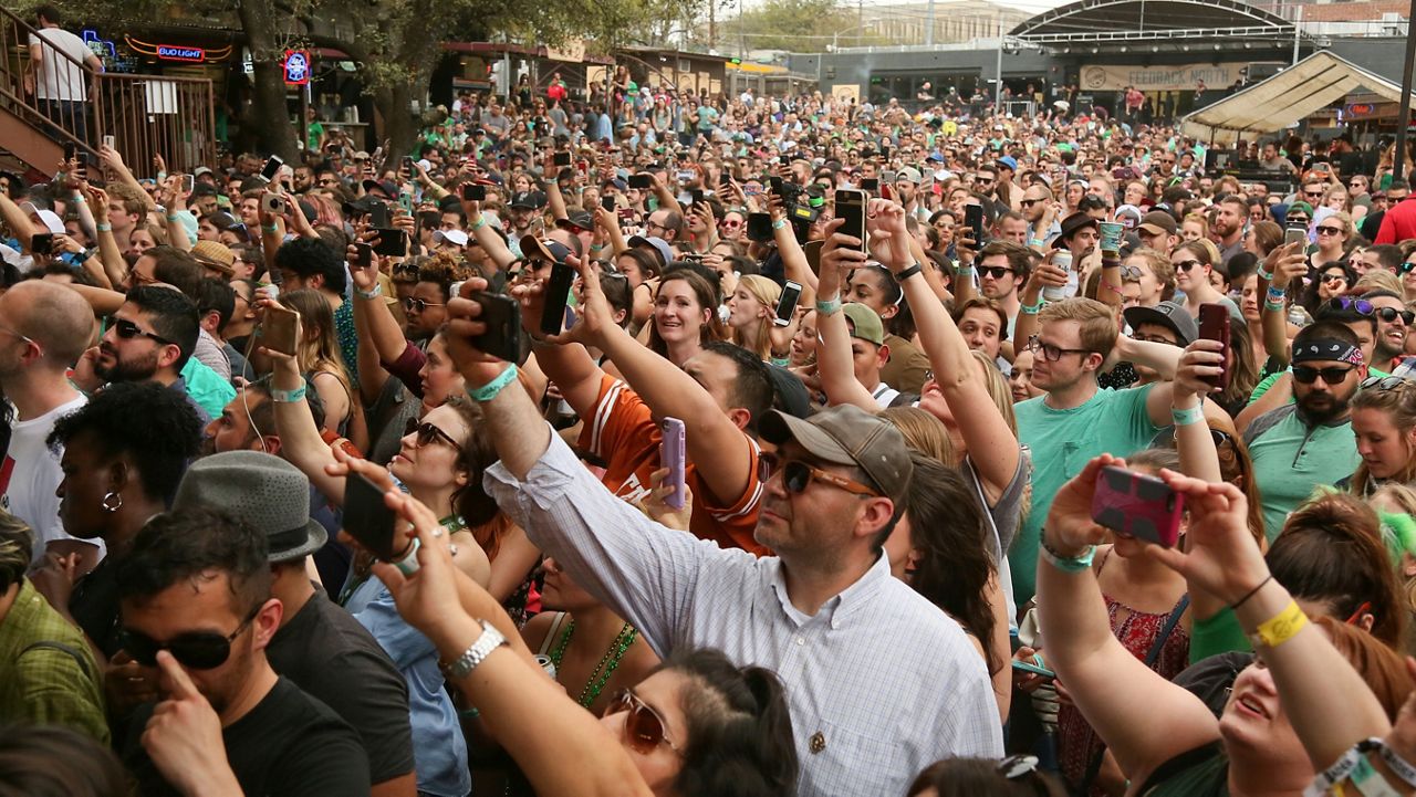 A crowd at Stubb's during the South by Southwest Music Festival on Saturday, March 17, 2018, in Austin, Texas. (Photo by Jack Plunkett/Invision/AP)