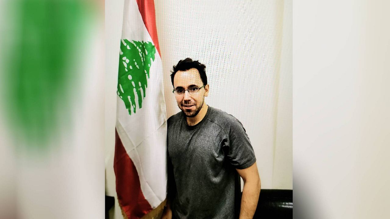 A photo of Sam Goodwin, taken July 26, 2019 at the Lebanon-Syria border after his release from a Syrian prison. He spent 63 days in captivity. (Courtesy: Sam Goodwin)