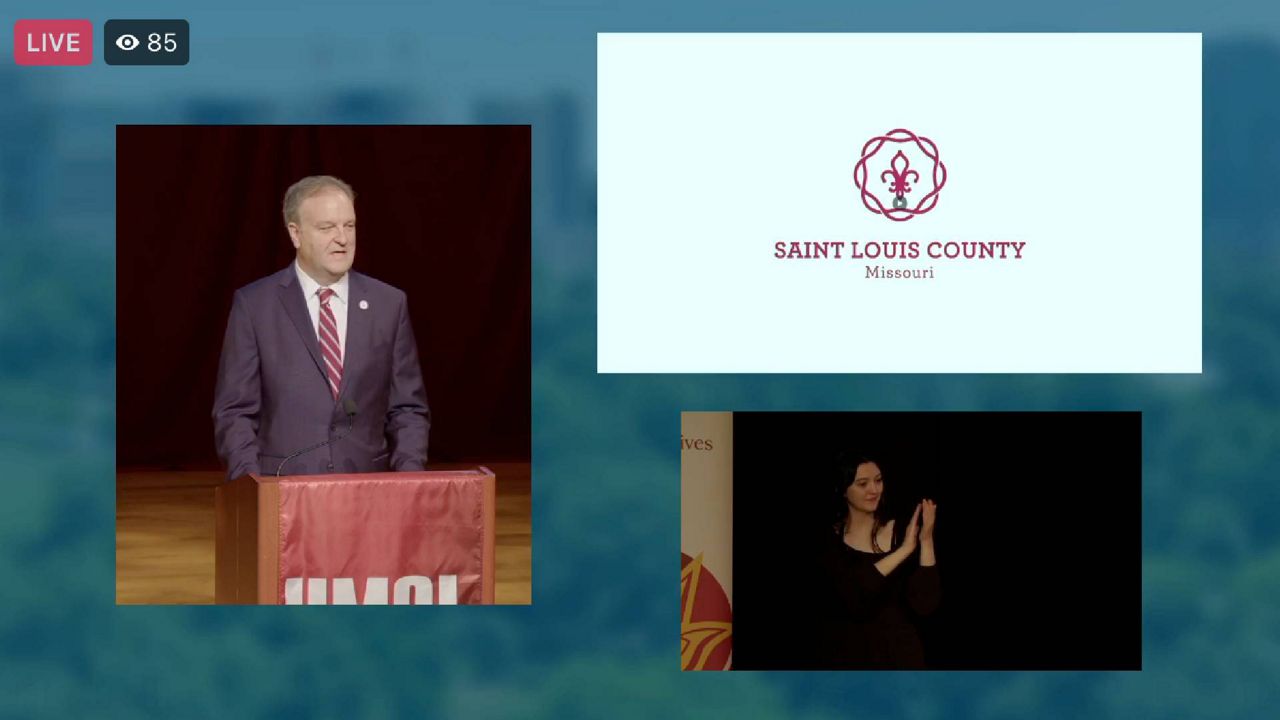 St. Louis County Executive Sam Page introduced a new county logo and marketing tag line during his State of the County address Wednesday at the University of Missouri-St. Louis (Dr. Sam Page/Facebook)