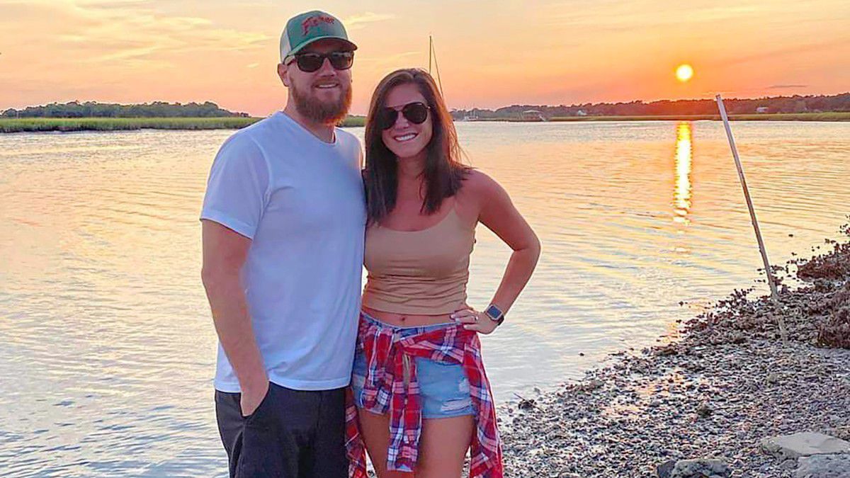 This undated photo shows Samantha Miller and her groom-to-be Aric Hutchinson. Authorities say Miller, a bride leaving her wedding reception was killed when a woman driving under the influence and well over twice the speed limit slammed into the back of a golf cart on a South Carolina beach road, Friday, April 28, 2023. (Family of Samantha Miller via AP)