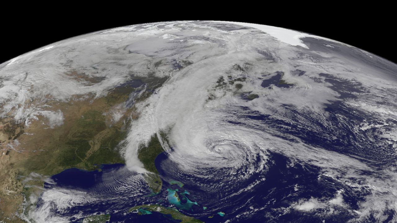 Satellite image of Superstorm Sandy in the western Atlantic in Oct. 2012 (NOAA)