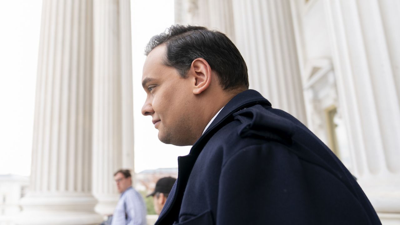 Rep. George Santos, R-N.Y., leaves the Capitol after being expelled from the House of Representatives, Dec. 1, 2023, in Washington. (AP Photo/Stephanie Scarbrough, File)