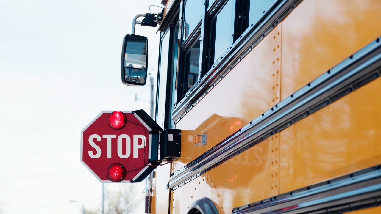 School bus with stop sign.