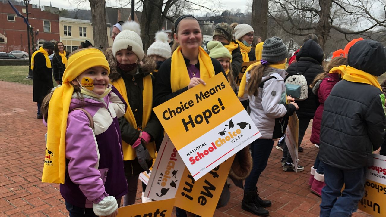 A rally at the Kentucky Capitol in favor of charter school funding. (Spectrum News 1/Joe Ragusa)