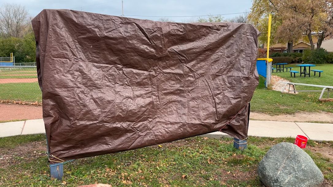 The Craig Counsell park sign is covered up after being vandalized in wake of his transition as manager of the Chicago Cubs