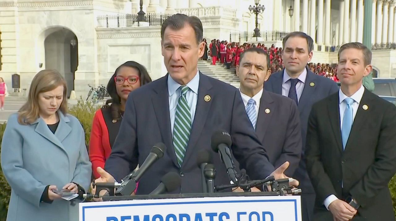 Rep. Tom Suozzi speaks at press conference launching Democrats for Border Security Task force on Capitol Hill (Courtesy of Pool)