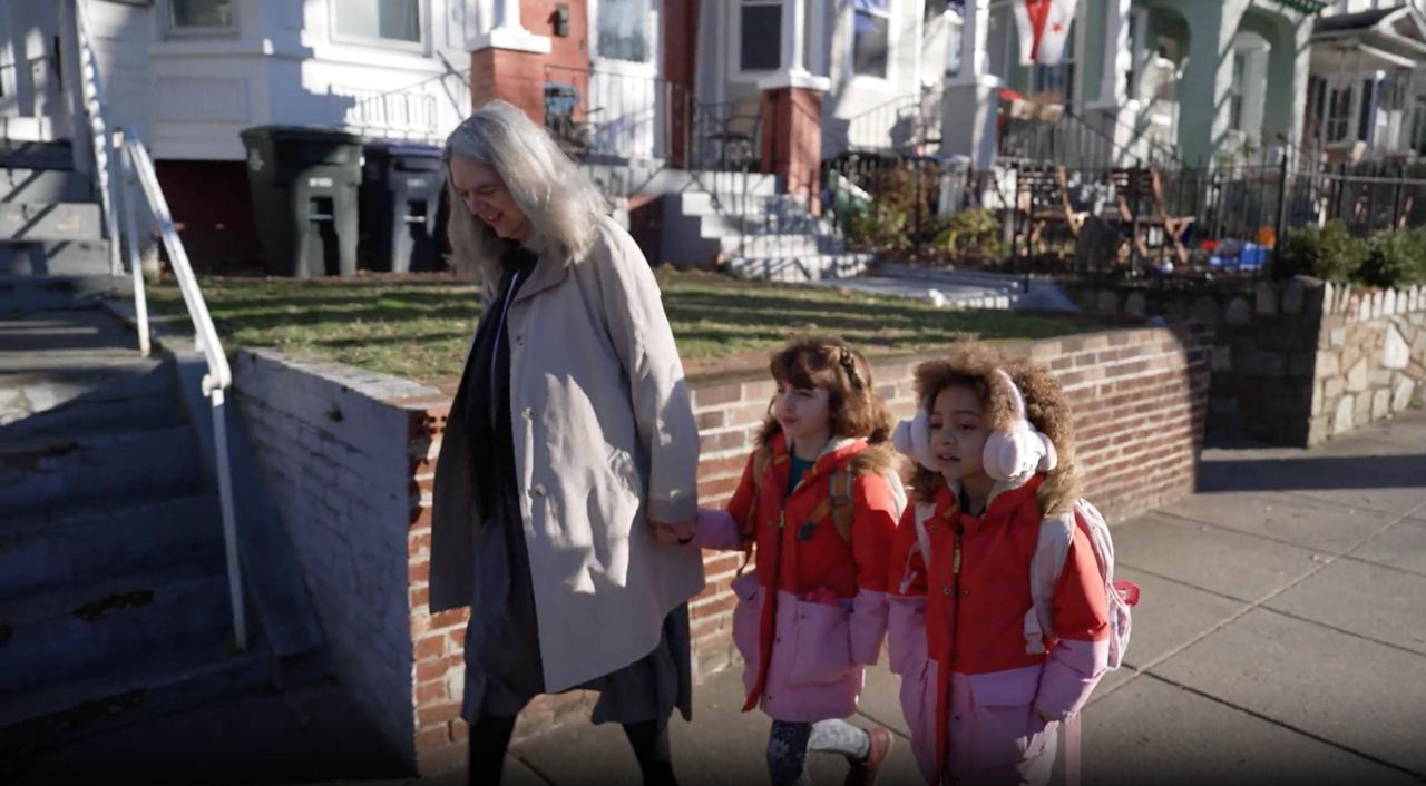 Filardo walks her grandchildren to school