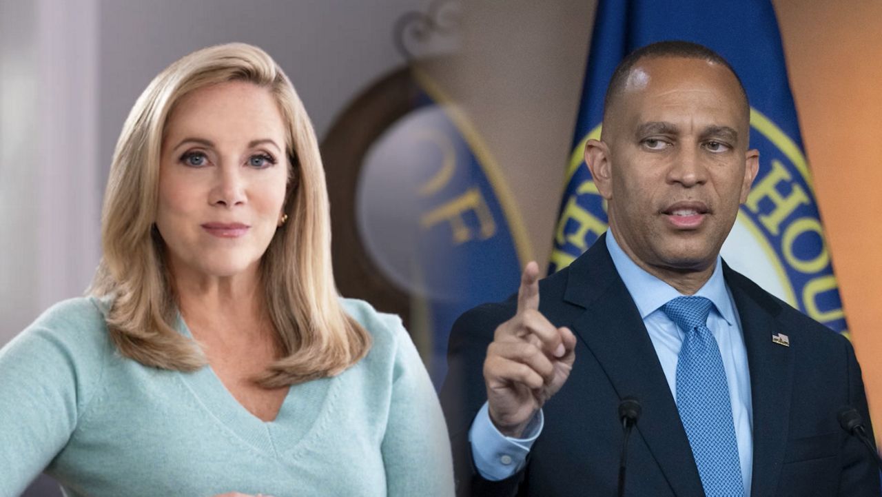 Laura Gillen, (D) candidate for Congress, and Rep. Hakeem Jeffries, D-NY (Gillen campaign, AP)