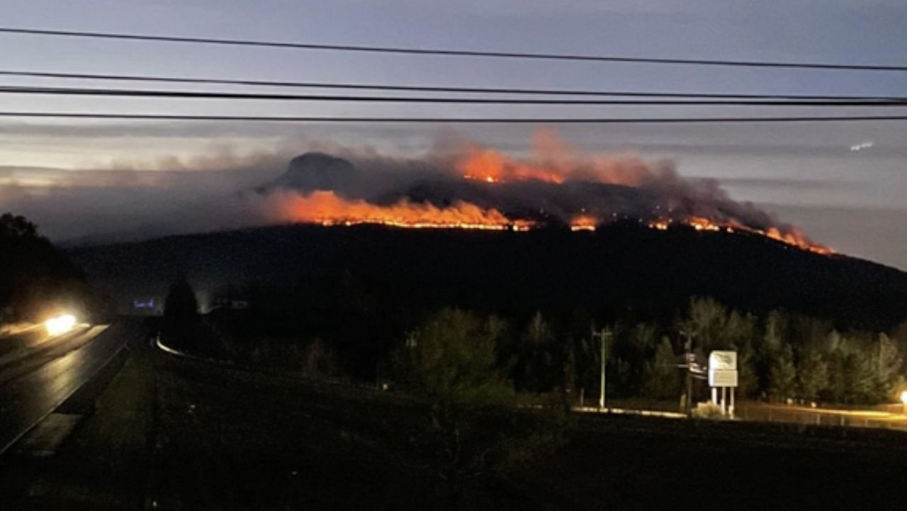 Pilot Mountain State Park on fire in 2021. (Spectrum News 1)