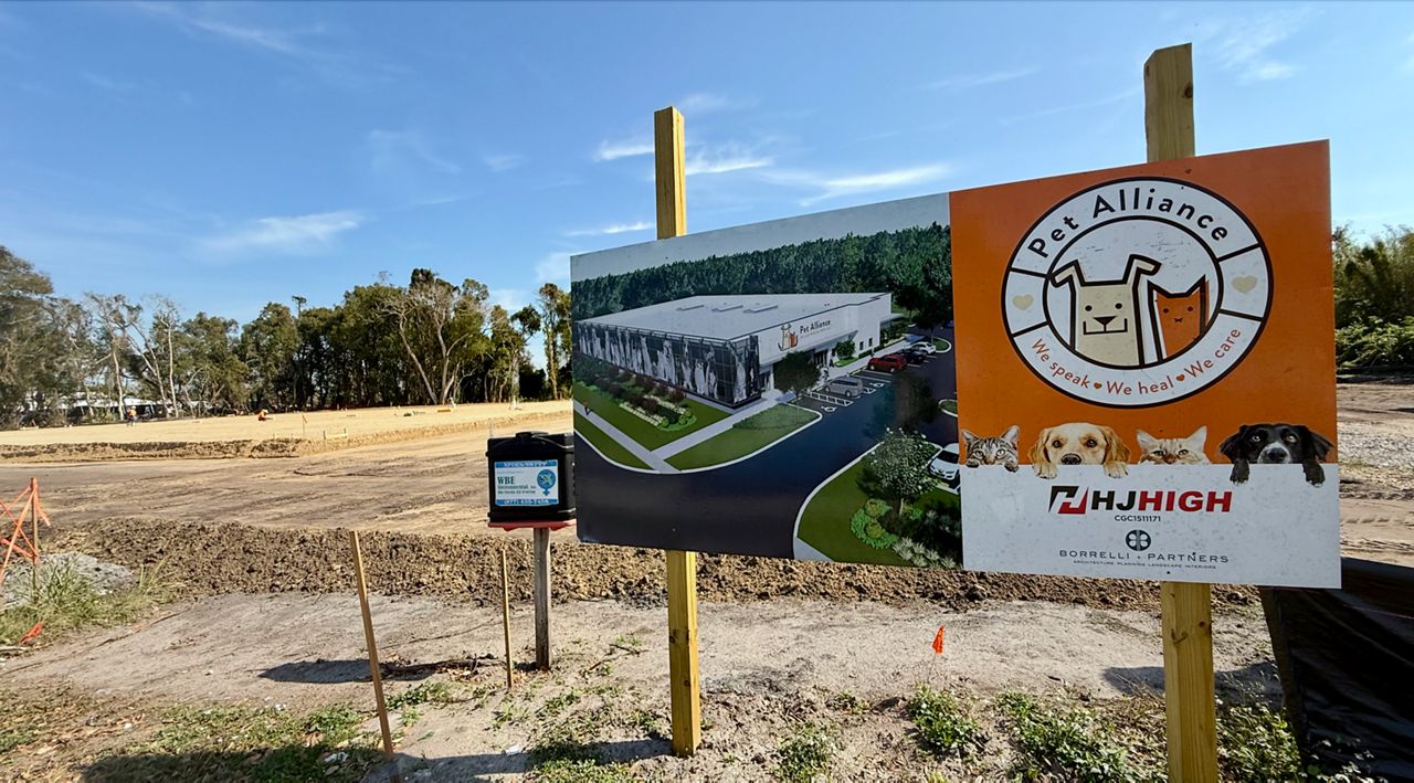 Dirt is being moved at the new Pet Alliance of Greater Orlando location on John Young Parkway. (Spectrum News/Nicole Griffin)